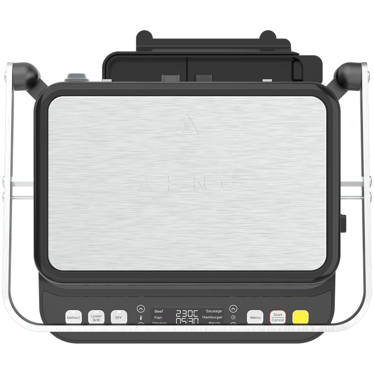 AENO ''Electric Grill EG5: 2000W, 2 heating modes - Lower Grill, Both Grills, 6 preset programs, Defrost, Max opening angle -180°, Temperature regulation, Timer, Removable double-sided plates, Plate size 320*220mm''