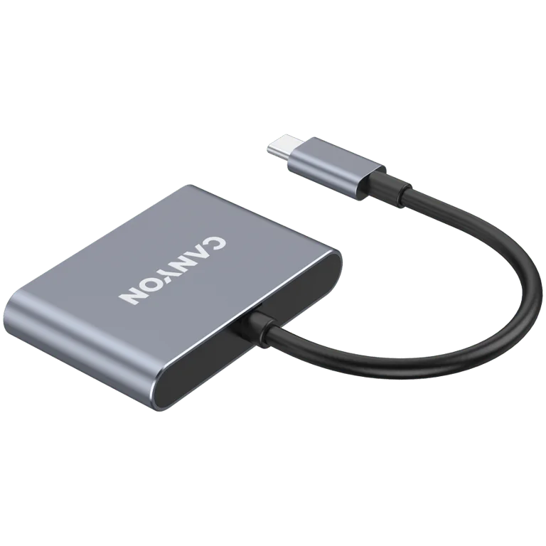 USB хъб CANYON DS-3 3-в-1 USB-C Тъмно сив