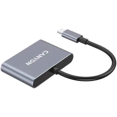 USB хъб CANYON DS-3 3-в-1 USB-C Тъмно сив