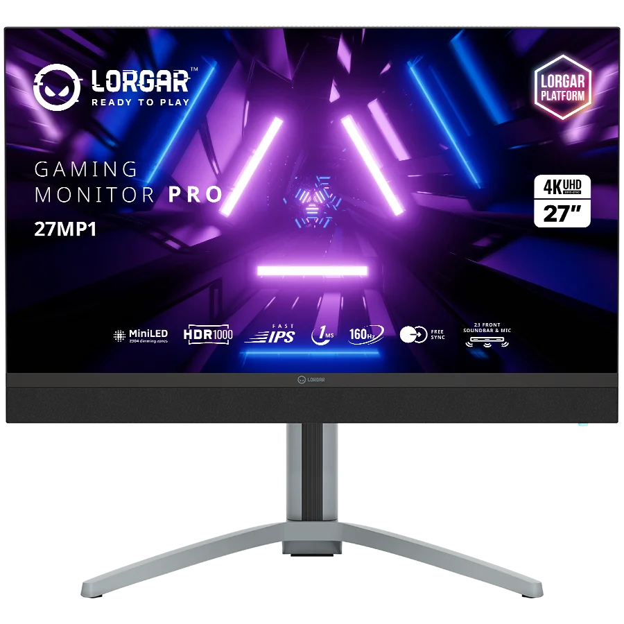 LORGAR 27MP1, UHD MiniLED Gaming Monitor Pro, 27'' (3840*2160) fast IPS flat monitor, black/milky grey