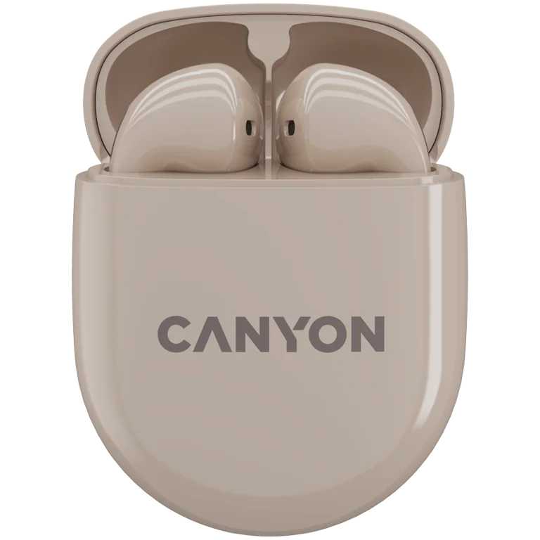 Безжични слушалки CANYON – TWS-6, бежов цвят, Bluetooth 5.3, до 21.6ч работа
