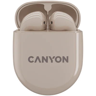 Безжични слушалки CANYON – TWS-6, бежов цвят, Bluetooth 5.3, до 21.6ч работа