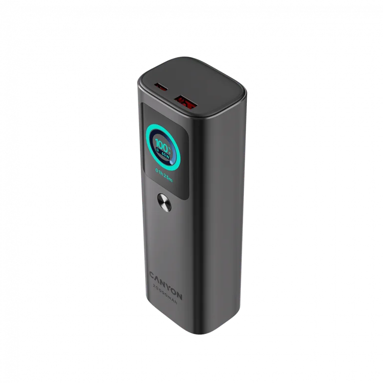 CANYON Built-in cable power bank OnPower 265 20000mAh 165W   Aluminium Dark grey