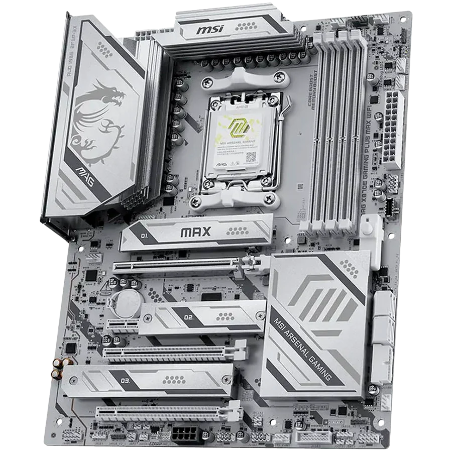 MSI X870E GAMING PLUS MAX WIFI, ATX, Socket AM5, 4x DDR5 Dual Channel DDR5 up to 8200(OC)MHz, 3x PCIe x16 slot, 3x M.2 slot, 4x USB 2.0, 2x USB 5Gbps, 2x USB 10Gbps, 1x 20Gbps Type-C, 1x 40Gbps Type-C, HDMI, 7.1 HD Audio, 5G LAN, WiFI 7, BT, 3Y