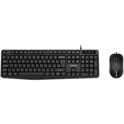 CANYON USB standard KB, water resistant BG layout bundle with optical 3D wired mice 1000DPI black