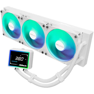 Охладител за процесор ASRock Challenger White 360 Digital 90-ACLA36-WAAGA6, AiO, ARGB, LCD дисплей, 360 мм радиатор, Бял
