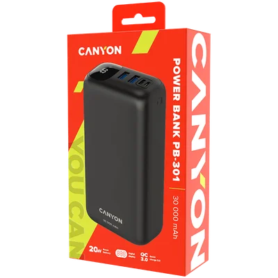 CANYON power bank PB-301 LED 30000 mAh PD 20W QC 3.0 Black