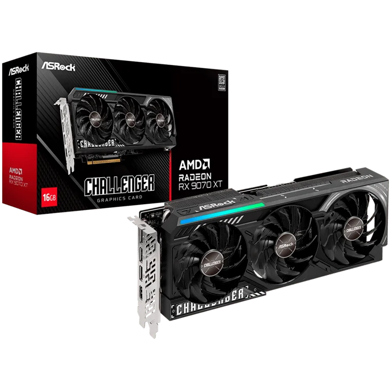 ASROCK Video Card AMD Radeon RX 9070 XT Challenger 16GB GDDR6 256-bit, 1x HDMI, 3x DP, 2x 8-pin PWR connector, PCIe 5.0 x16, recommended PSU 800W, 290 x 23 x 56 mm, 2.8-slot, 90-GA61ZZ-00UANF