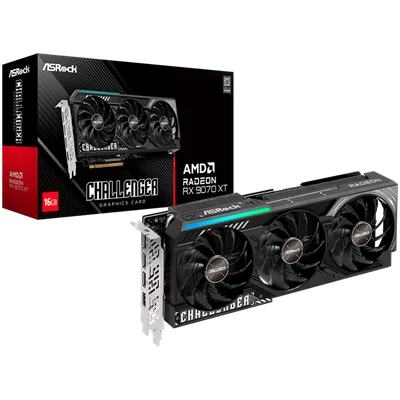 ASROCK Video Card AMD Radeon RX 9070 XT Challenger 16GB GDDR6 256-bit, 1x HDMI, 3x DP, 2x 8-pin PWR connector, PCIe 5.0 x16, recommended PSU 800W, 290 x 23 x 56 mm, 2.8-slot, 90-GA61ZZ-00UANF