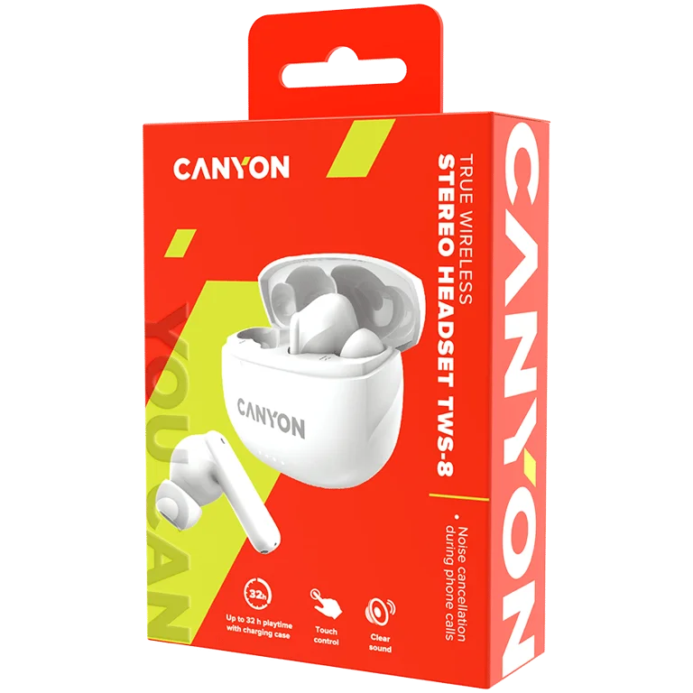 Безжични слушалки CANYON – TWS-8, ENC, бели