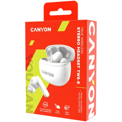Безжични слушалки CANYON – TWS-8, ENC, бели