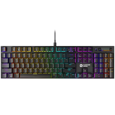 Гейминг клавиатура Canyon Cometstrike GK-55, механична, MX Red суичове, RGB подсветка, USB, черен