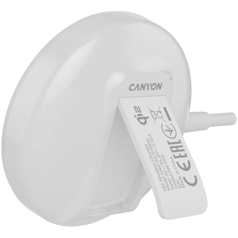 Безжично зарядно Canyon WS-105 15W Qi2 Бял