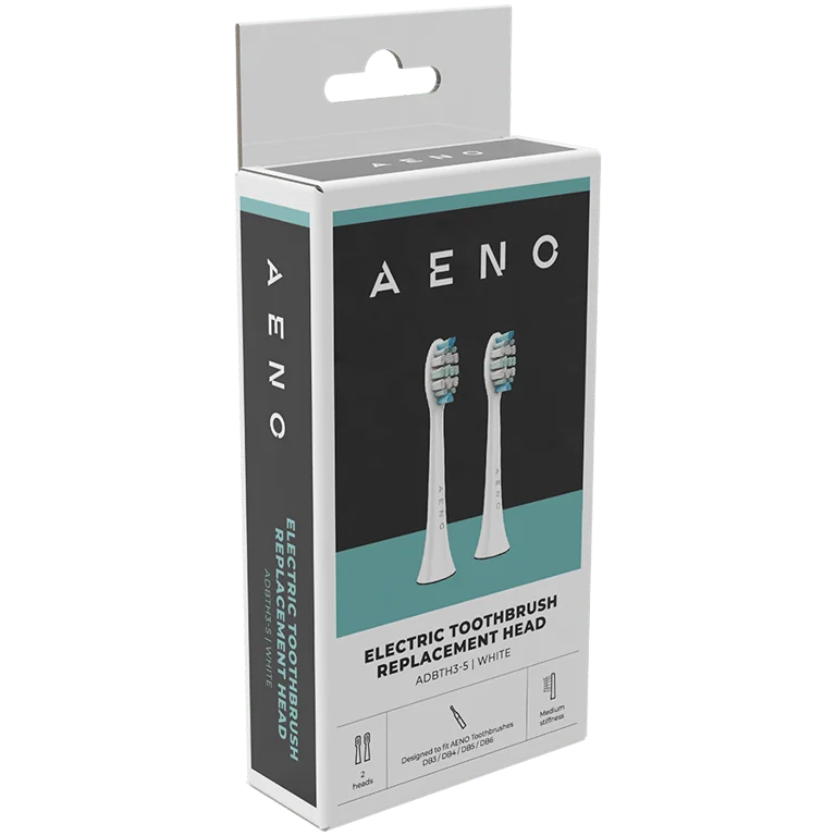 AENO Replacement toothbrush heads, White, Dupont bristles, 2pcs in set (for ADB0003/ADB0005 and ADB0004/ADB0006)