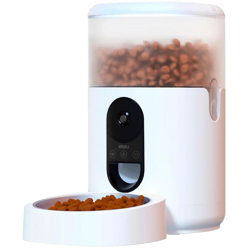 Умен дозатор за храна за домашни любимци IMOU, 2.5K HD, 360° изглед, Wi-Fi, бял