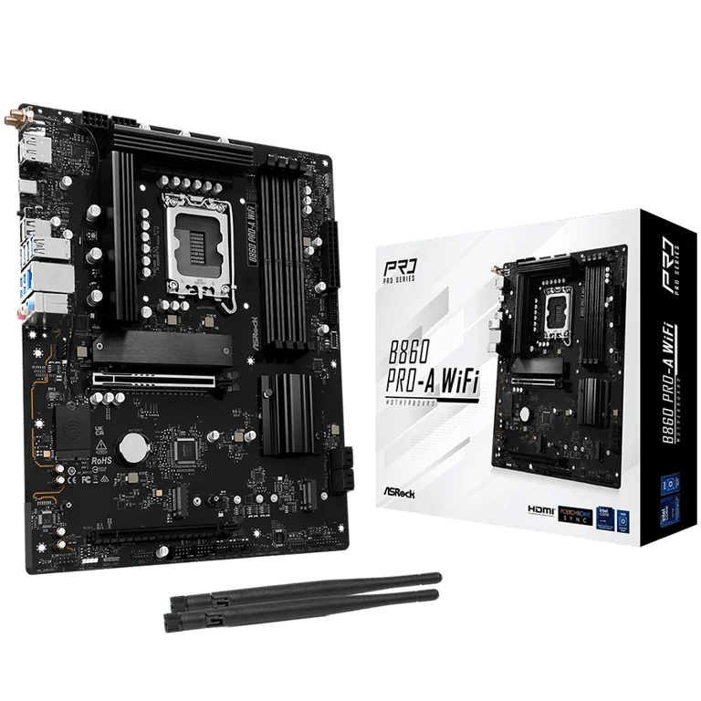 Дънна платка ASRock B860 PRO-A WIFI, Socket 1851, DDR5, Wi-Fi 6E, Bluetooth, ATX