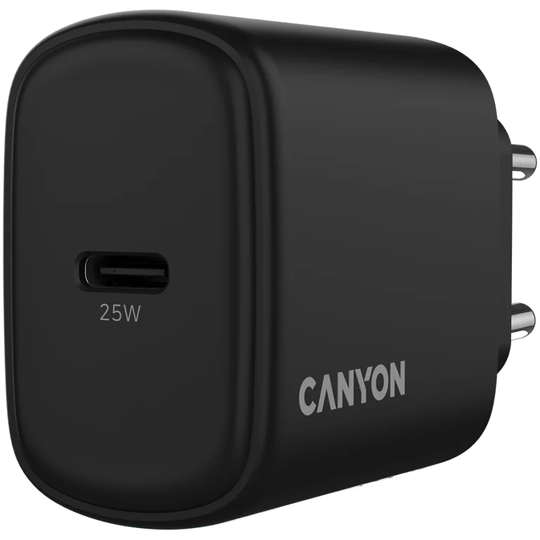 Захранващ адаптер CANYON OnCharge 250 25W USB-C PD PPS, черен