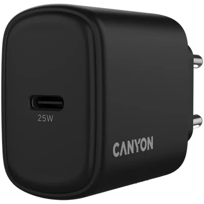 Захранващ адаптер CANYON OnCharge 250 25W USB-C PD PPS, черен