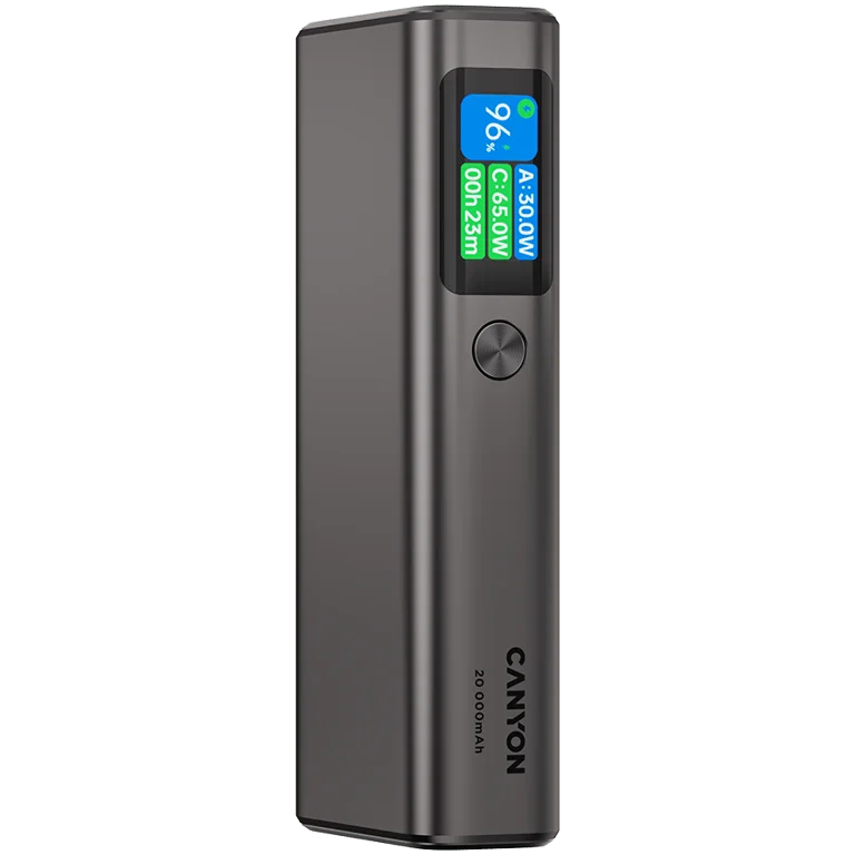 Външна батерия Canyon OnPower 230 20000mAh 130W, тъмно сива