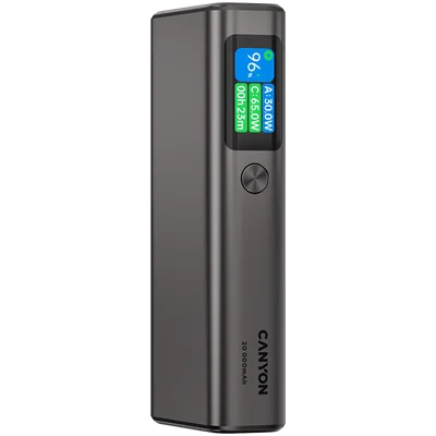 Външна батерия Canyon OnPower 230 20000mAh 130W, тъмно сива