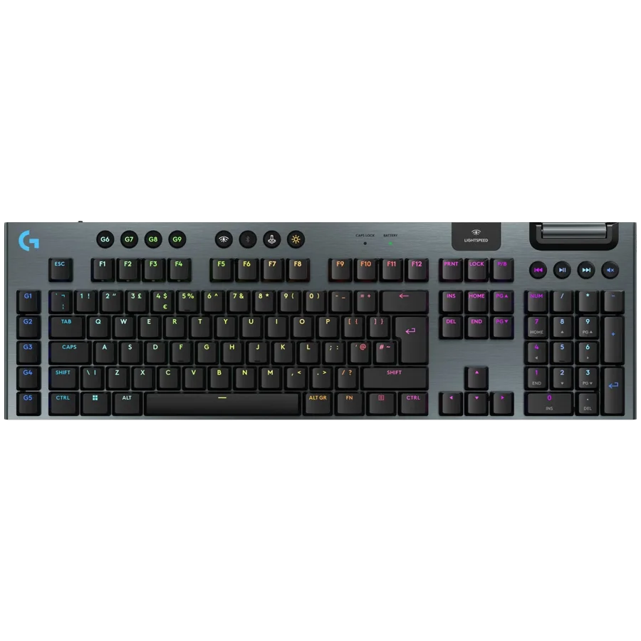 Гейминг клавиатура Logitech G915 X LIGHTSPEED Tactile, безжична, US English, черна