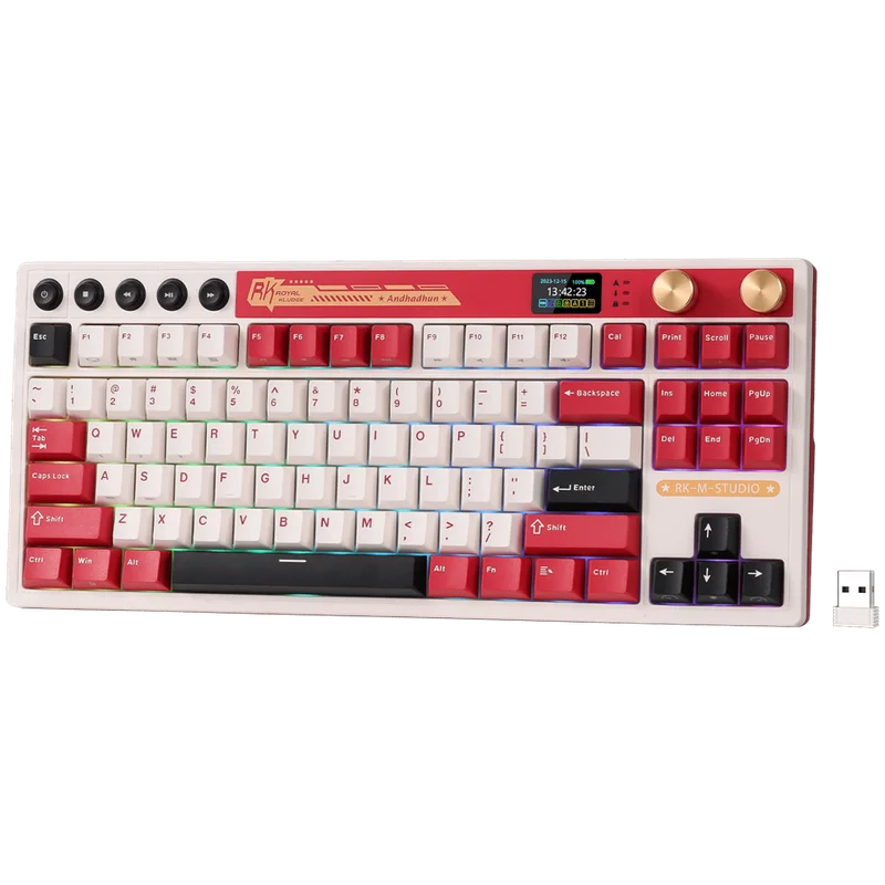 ROYAL KLUDGE RK M87 Famicom Gaming Keyboard Cream switch