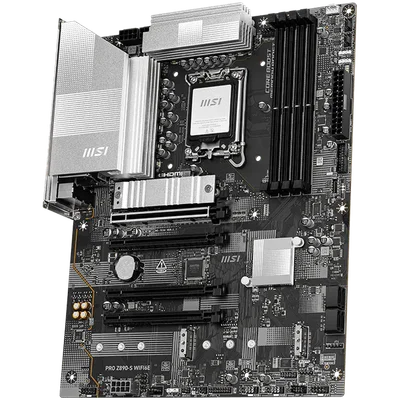 MSI PRO Z890-S WIFI6E, LGA 1851, Dual Channel DDR5 up to 8800(OC)MHz, 4x PCIe x16 slots, 3x M.2 slot, 6x USB 3.2 Gen 1, 1x USB 3.2 Gen 2x2 Type-C, 1x HDMI, 1x DP, 2.5Gbps LAN, WIFI6E, 7.1 Audio, 3Y