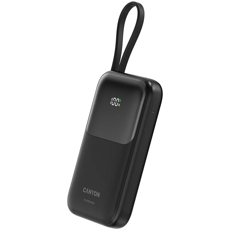 CANYON power bank OnPower 101 built-in cable 10000 mAh PD22.5W Black