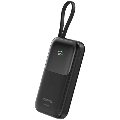 CANYON power bank OnPower 101 built-in cable 10000 mAh PD22.5W Black