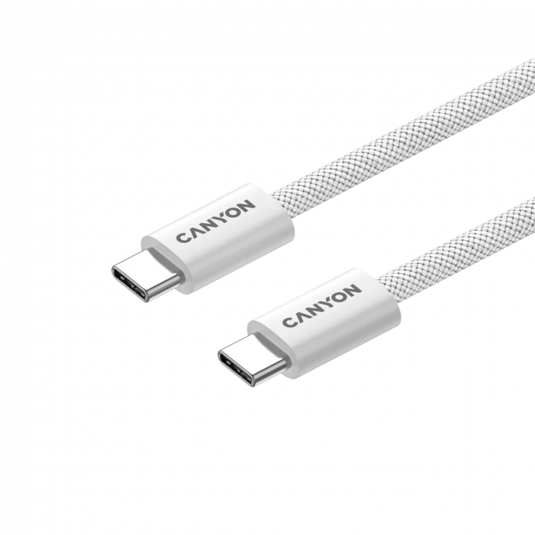 USB кабел CANYON OnWire 60MG CCMG60 USB-C към USB-C 60W Магнитен Плетен 1m Бял