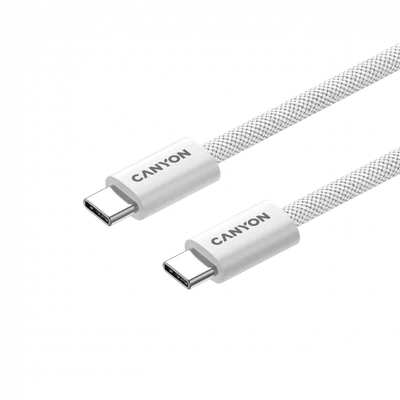 USB кабел CANYON OnWire 60MG CCMG60 USB-C към USB-C 60W Магнитен Плетен 1m Бял