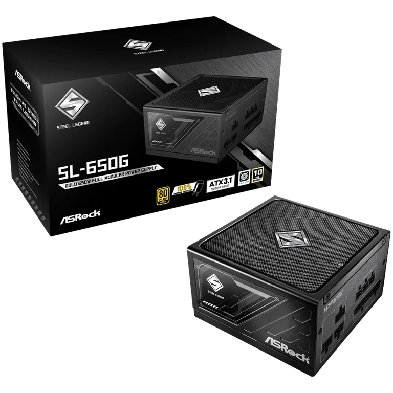 Захранващ модул ASROCK SL-650G 650W 80 Plus Gold, напълно модулен, японски кондензатори, ATX 3.1
