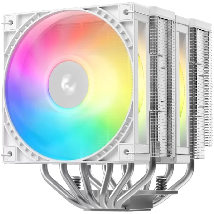 Охладител за процесор DeepCool AG620 G2 WH ARGB, 2x120mm PWM ARGB вентилатора, бял, R-AG620-WHAMMG2-G