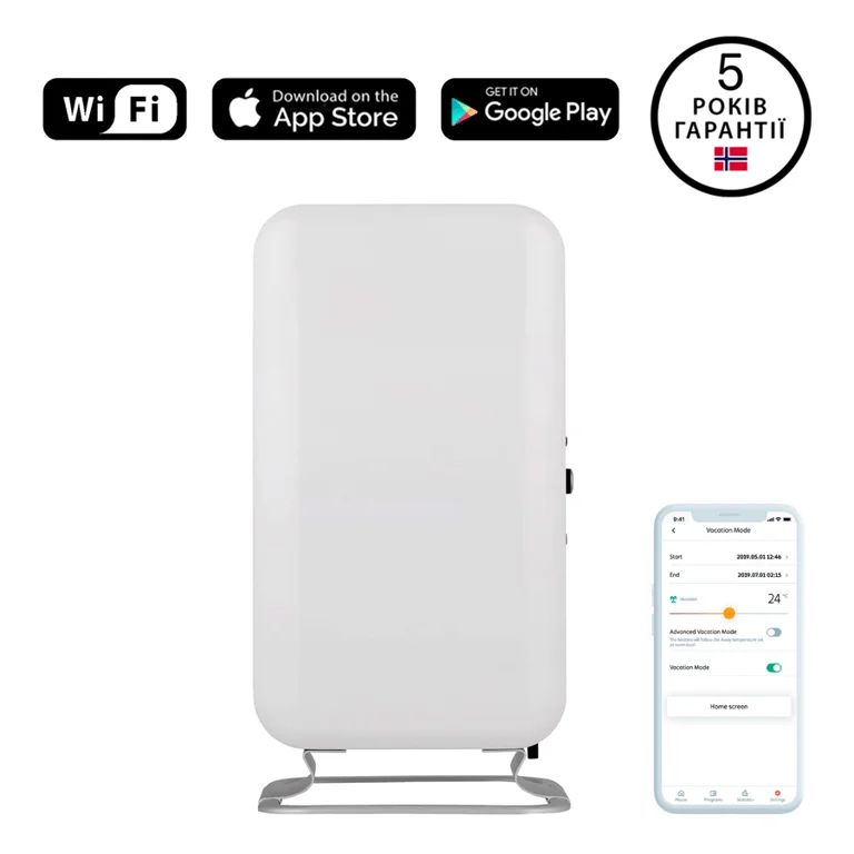 Отоплителен уред MILL – Gentle Air WiFi, маслен радиатор, 1500W, бял
