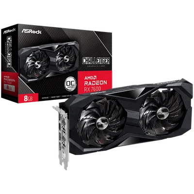 ASROCK Video Card AMD Radeon RX-7600 Challenger 8GB GDDR6 128bit, 2695 MHz / 18Gbps, 3x DP 2.1, 1x HDMI, 2 fan, 2 slot