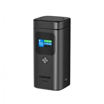 Външна батерия Canyon OnPower 150 15000mAh Qi2 магнитно безжично зареждане тъмно сива