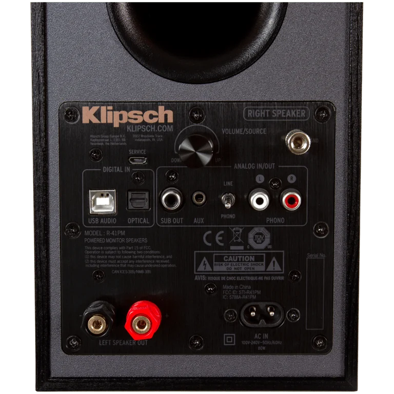 Klipsch Reference R-41PM Powered Bookshelf Speakers, Black, Pair