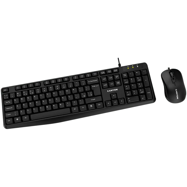 CANYON USB standard KB, water resistant BG layout bundle with optical 3D wired mice 1000DPI black