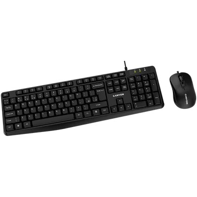 CANYON USB standard KB, water resistant BG layout bundle with optical 3D wired mice 1000DPI black