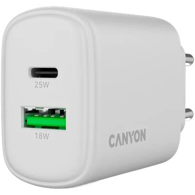 CANYON charger OnCharge 250 25W 1xPD 1xQC EU White