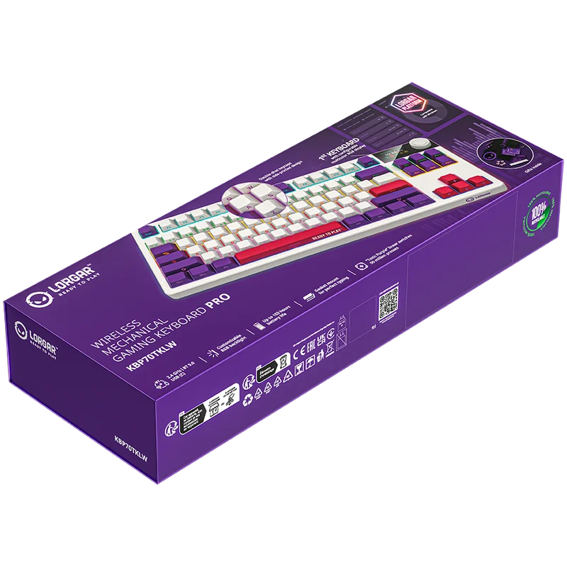 LORGAR Gaming Keyboard KBP70TKLW Pro Wireless White EN
