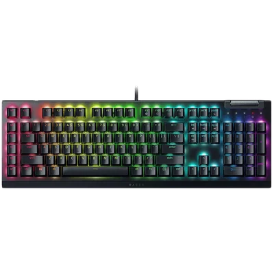 Гейминг клавиатура Razer BlackWidow V4 X RZ03-04700100-R3M1, Green Switch, US Layout, Razer Chroma RGB, 6 макро клавиша, смазани стабилизатори, мултимедиен контролер, черна
