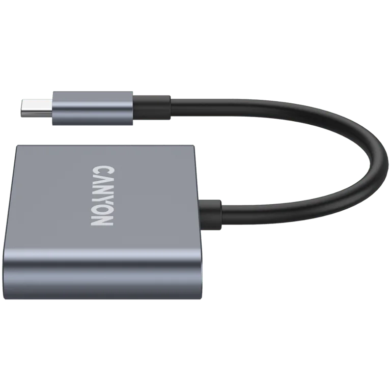 USB хъб CANYON DS-3 3-в-1 USB-C Тъмно сив