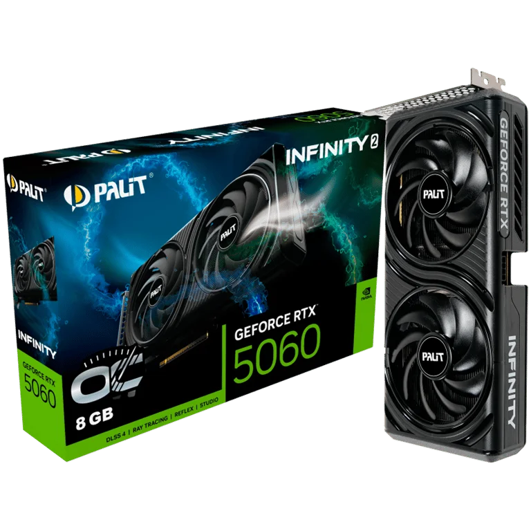 PALIT GeForce RTX 5060 Infinity 2 OC 8GB GDDR7 128 bit, 1x HDMI 2.1b, 3x DP 2.1b, 2 Fan, 1x 8-pin pwr connector, 550W, 262.1 x 126.3 x 40.1 mm, NE75060V19P1-GB2063L BULK