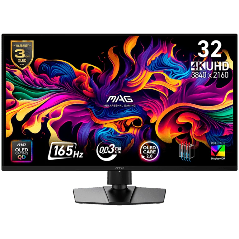 Монитор MSI MAG 322UP QD-OLED 31.5" 4K UHD 165Hz QD-OLED Anti-Reflection 0.03ms G-SYNC DisplayHDR True Black 400 Черен
