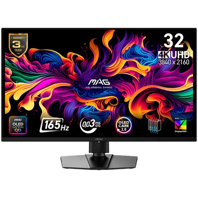Монитор MSI MAG 322UP QD-OLED 31.5" 4K UHD 165Hz QD-OLED Anti-Reflection 0.03ms G-SYNC DisplayHDR True Black 400 Черен