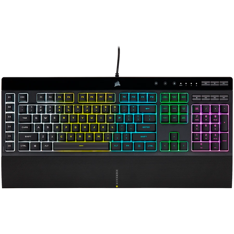 CORSAIR K55 RGB PRO Gaming Keyboard, Backlit Zoned RGB LED, Rubberdome