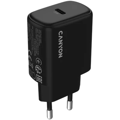 Захранващ адаптер CANYON OnCharge 250 25W USB-C PD PPS, черен