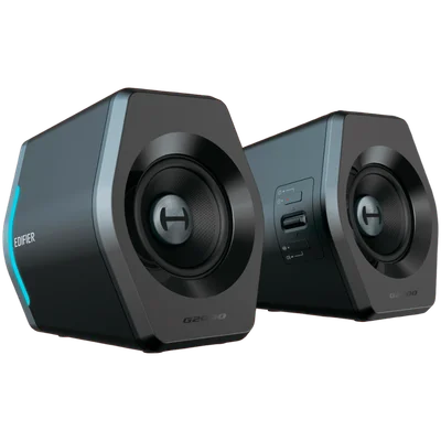 Edifier G2000 2.0 Audio System, BT V5.1, USB, AUX, 2.75-inch Drivers, RGB Lighting, 16W (RMS), Black
