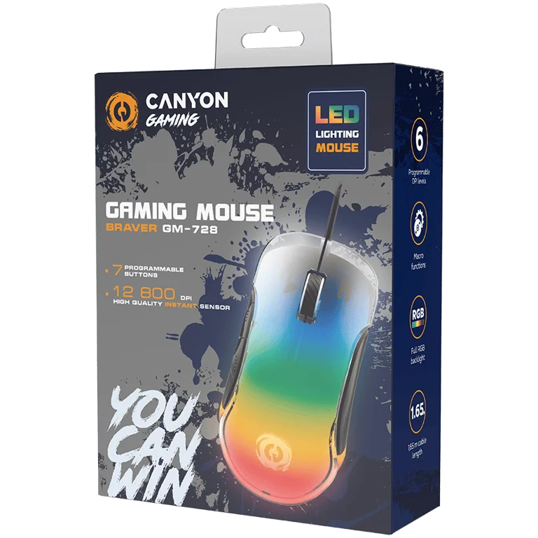 CANYON mouse Braver GM-728 LED Crystal 7buttons Wired Black